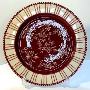 Temptations by Tara Red Floral Lace Dinner Plate 10.5” PPP-SQ-844540 Item A